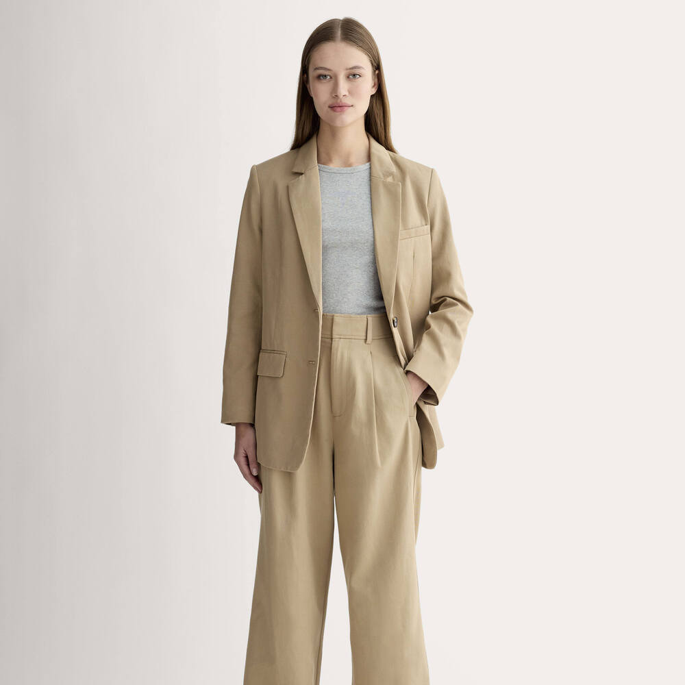 Everlane Women's Draper Pleated Pant in Buttersmooth in Ash Brown, Size 12